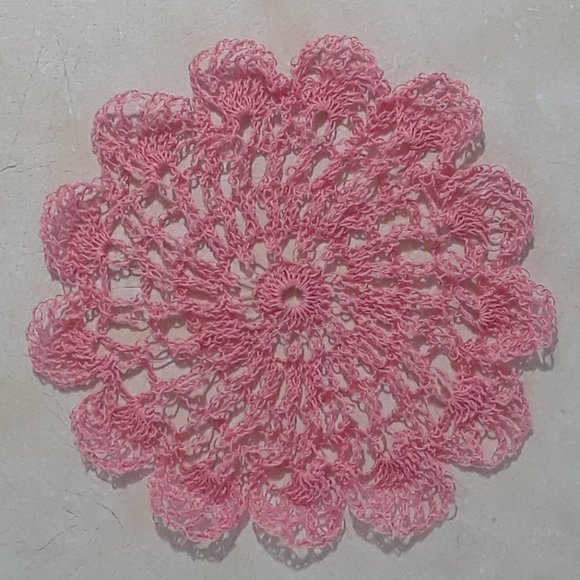 HP - Doily Intricate Handmade Coral Crochet 10" - Picture 3 of 7